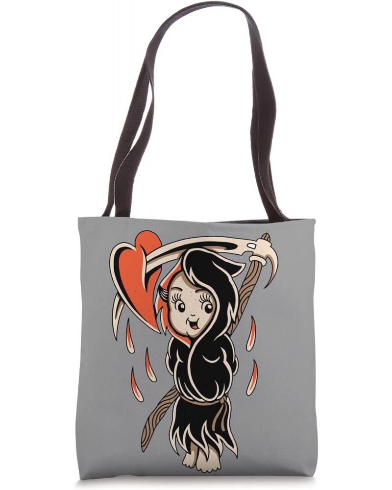 Cupid Reaper Kewpie Traditional Tattoo Flash Tote Bag $11.04 Totes