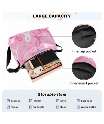 Breast Cancer Pink Ribbon Doodle Men Sling Bags Crossbody Boys Purses Crossbody Bag Beauty Sport Sling Bag $14.52 Hobo Bags