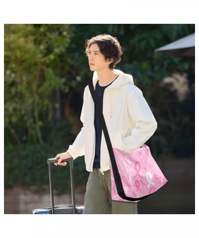 Breast Cancer Pink Ribbon Doodle Men Sling Bags Crossbody Boys Purses Crossbody Bag Beauty Sport Sling Bag $14.52 Hobo Bags