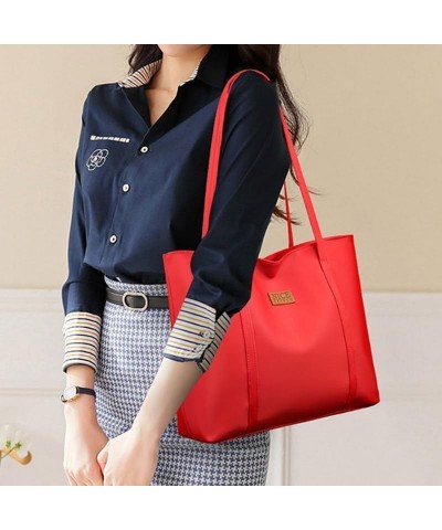 Women PU Leather Totes Handbag Shoulder Bag Simple Retro Large Capacity Casual Fashion Plain Handbag Shopping Red $10.63 Totes