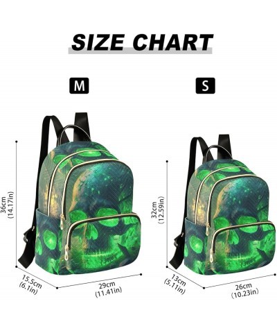 Small Fashion Backpack for Women Lighting Green Skull Print Ladies Travel Daypack Aesthetic Shoulder Bag 11.4×6.1×14.1 IN $15...