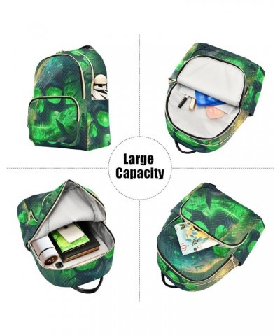 Small Fashion Backpack for Women Lighting Green Skull Print Ladies Travel Daypack Aesthetic Shoulder Bag 11.4×6.1×14.1 IN $15...