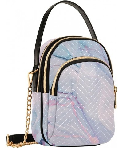 Women's Crossbody Bag, Blue Green Marble Three Zipper Design Handbag Shoulder Bag Wallet Color038 $13.51 Crossbody Bags