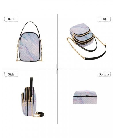 Women's Crossbody Bag, Blue Green Marble Three Zipper Design Handbag Shoulder Bag Wallet Color038 $13.51 Crossbody Bags