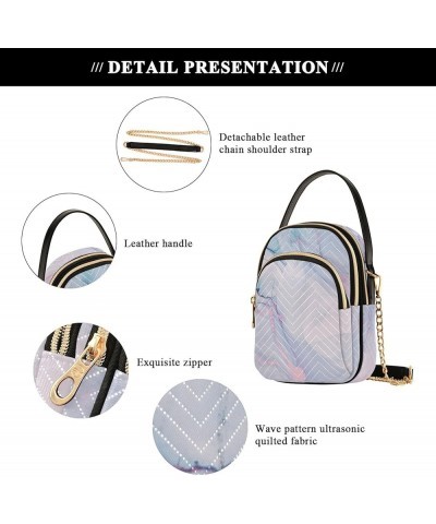 Women's Crossbody Bag, Blue Green Marble Three Zipper Design Handbag Shoulder Bag Wallet Color038 $13.51 Crossbody Bags