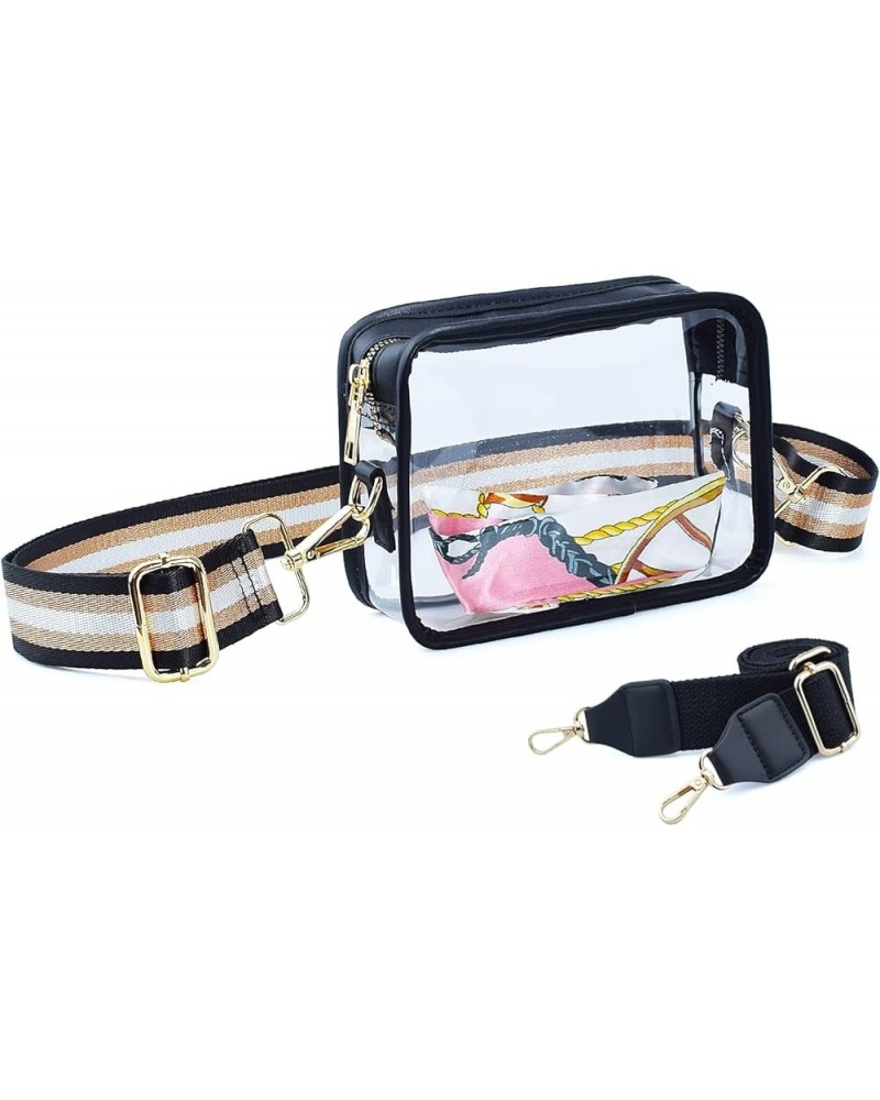 PVC Clear Crossbody Bags, Stadium Approved Transparent Shoulder Bag Handbag Small Square Phone Bag Zipper Purse Balck 4 $12.7...