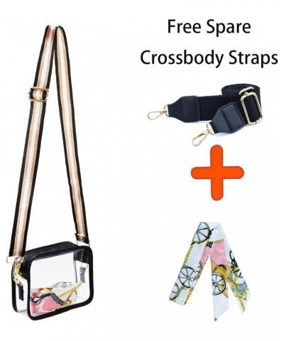 PVC Clear Crossbody Bags, Stadium Approved Transparent Shoulder Bag Handbag Small Square Phone Bag Zipper Purse Balck 4 $12.7...