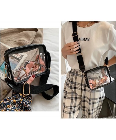 PVC Clear Crossbody Bags, Stadium Approved Transparent Shoulder Bag Handbag Small Square Phone Bag Zipper Purse Balck 4 $12.7...