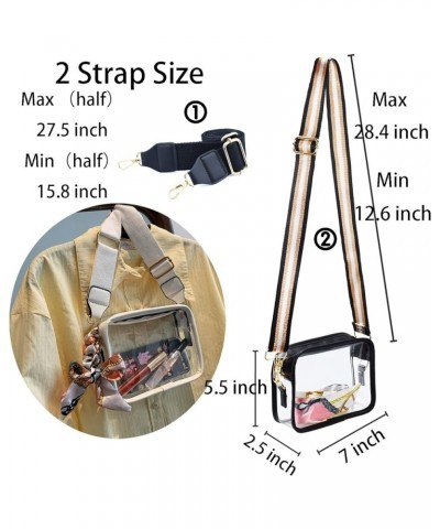 PVC Clear Crossbody Bags, Stadium Approved Transparent Shoulder Bag Handbag Small Square Phone Bag Zipper Purse Balck 4 $12.7...