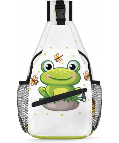 Cute Animal Frog Dragonfly Sling Crossbody Bag for Women Men, Sling Backpack Travel Hiking Casual Daypack Chest Bag Purse Sho...