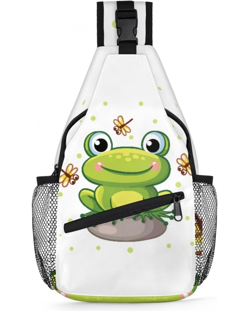 Cute Animal Frog Dragonfly Sling Crossbody Bag for Women Men, Sling Backpack Travel Hiking Casual Daypack Chest Bag Purse Sho...