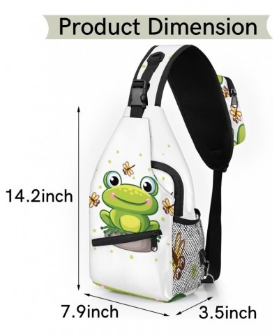 Cute Animal Frog Dragonfly Sling Crossbody Bag for Women Men, Sling Backpack Travel Hiking Casual Daypack Chest Bag Purse Sho...