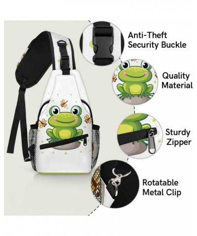 Cute Animal Frog Dragonfly Sling Crossbody Bag for Women Men, Sling Backpack Travel Hiking Casual Daypack Chest Bag Purse Sho...