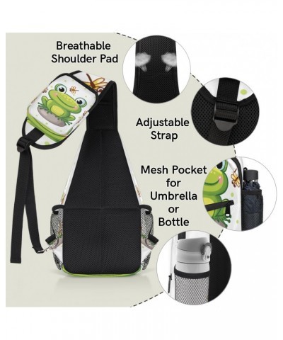 Cute Animal Frog Dragonfly Sling Crossbody Bag for Women Men, Sling Backpack Travel Hiking Casual Daypack Chest Bag Purse Sho...