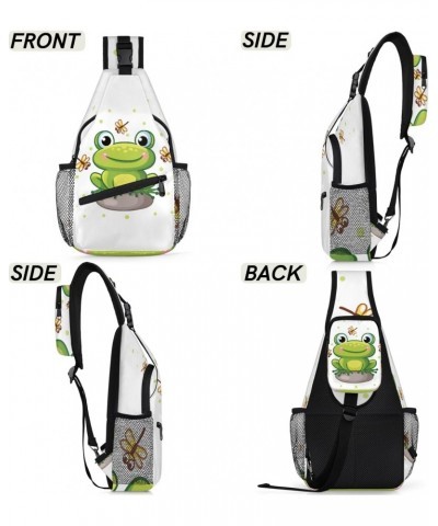 Cute Animal Frog Dragonfly Sling Crossbody Bag for Women Men, Sling Backpack Travel Hiking Casual Daypack Chest Bag Purse Sho...