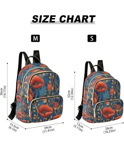 Fashion Backpack Mini Backpack Purse Casual Daily Backpack Red Flower Blue Leaves for Travel for College Work Medium $14.96 B...