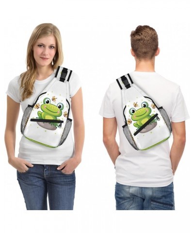 Cute Animal Frog Dragonfly Sling Crossbody Bag for Women Men, Sling Backpack Travel Hiking Casual Daypack Chest Bag Purse Sho...