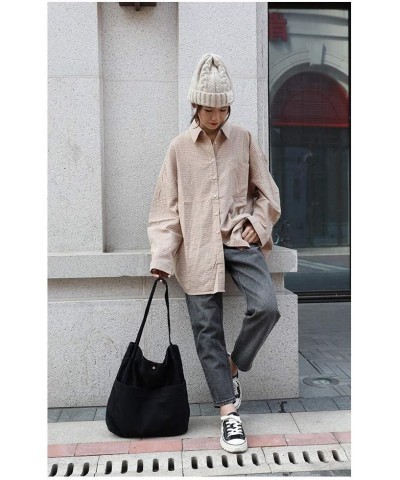 Canvas Tote Handbag Shoulder Bucket Bag Purses For Men & Women With Pockets Black Bucket $13.49 Totes