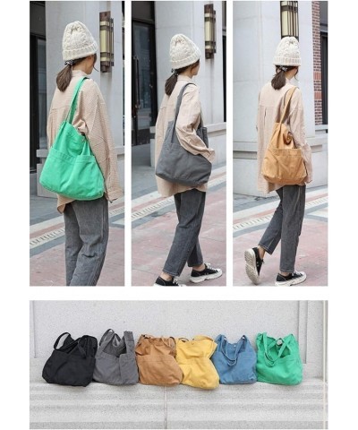 Canvas Tote Handbag Shoulder Bucket Bag Purses For Men & Women With Pockets Black Bucket $13.49 Totes