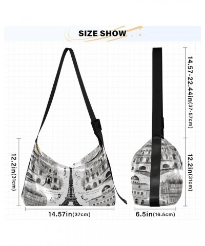 Retro Eiffel Tower Shoulder Bag for Women Waterproof PU Leather Hobo Bags Crossbody Purse with Zipper Closure $15.84 Shoulder...