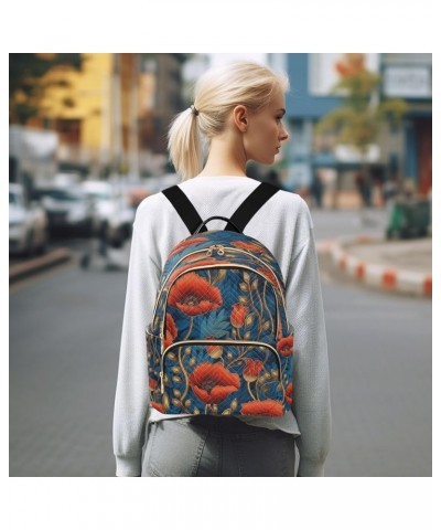 Fashion Backpack Mini Backpack Purse Casual Daily Backpack Red Flower Blue Leaves for Travel for College Work Medium $14.96 B...