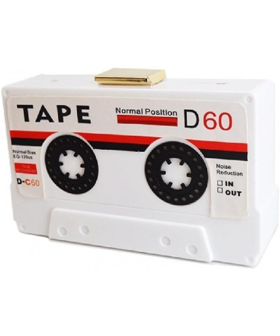 Tape Shaped Shoulder Bag Radio Recorder PU Crossbody Bag Women's Retro Evening Bag Handbag Clutch Purse A-tape-white $16.65 E...