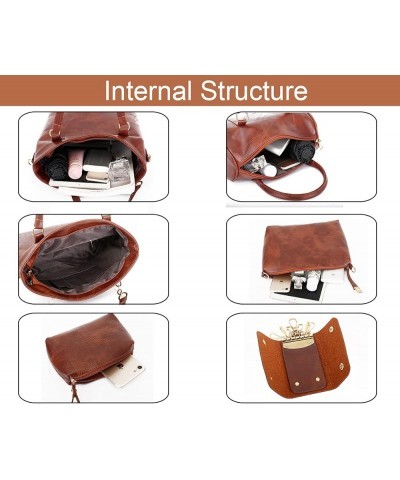 Women Handbags PU Leather Tote Bag Shoulder Bag Ladies Crossbody Bags Clutch Bag Key Case 6 Pcs Set-Black Red $57.59 Totes