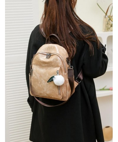 PU ladies travel bag backpack large capacity spliced women's backpack, yellow, 24 * 13 * 30cm Caramel Color 24*13*30cm $19.66...