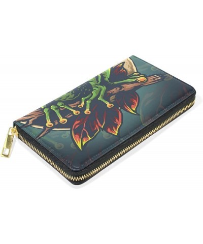 Japanese Carp Flower Lotus Leather Long Wallet Organizer with Zipper Purse Clutch Bag for Women Men 4.13"(L) x 7.48"(W) Multi...