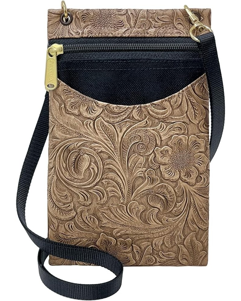 Women's Tapestry Crossbody Cell Phone or Passport Purse, Handmade in USA Tanner / Ash $11.25 Crossbody Bags