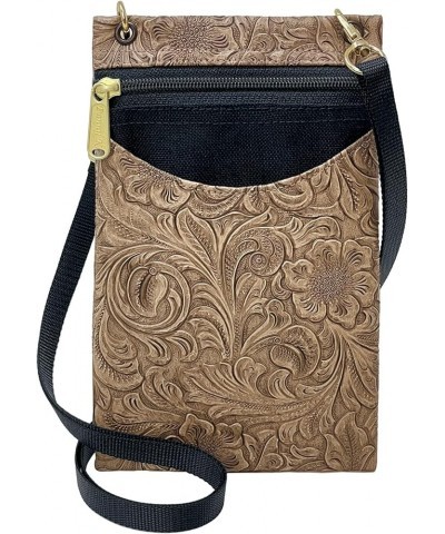 Women's Tapestry Crossbody Cell Phone or Passport Purse, Handmade in USA Tanner / Ash $11.25 Crossbody Bags