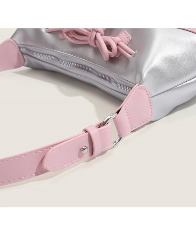 Chic Y2K Handbag for Women, Aesthetic Harajuku Pink Stuff Shoulder Bag Top Handle Handbags Ladies Purses Daily Use Silver $12...