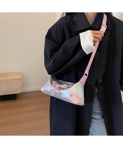 Chic Y2K Handbag for Women, Aesthetic Harajuku Pink Stuff Shoulder Bag Top Handle Handbags Ladies Purses Daily Use Silver $12...