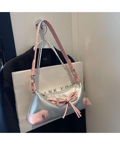 Chic Y2K Handbag for Women, Aesthetic Harajuku Pink Stuff Shoulder Bag Top Handle Handbags Ladies Purses Daily Use Silver $12...