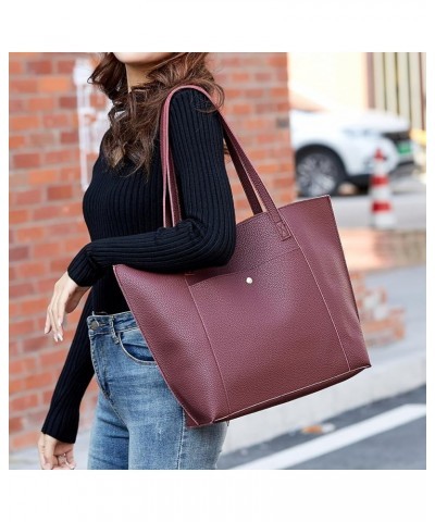 Autumn/Winter Solid Color Litchi Pattern Large Capacity One Shoulder Tote Bag Shopping Bag One Shoulder Bag Coffee $9.24 Totes