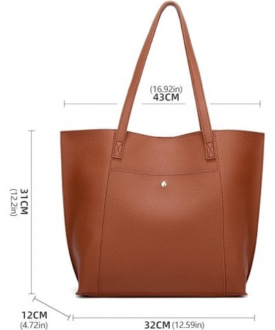 Autumn/Winter Solid Color Litchi Pattern Large Capacity One Shoulder Tote Bag Shopping Bag One Shoulder Bag Coffee $9.24 Totes