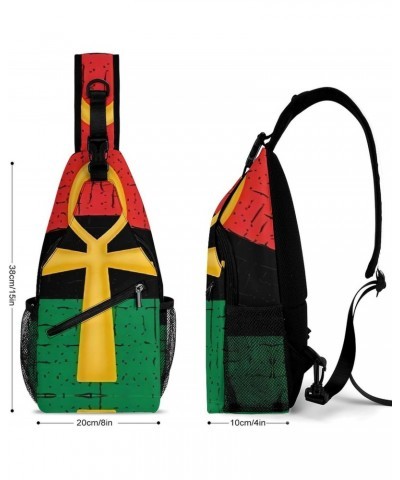 Red And Green Ankh Egyptian Gods Symbol Sling Bags Men And Women Shoulder Backpack Chest Bag Cross Body Chest Sling Backpack....