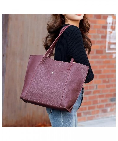 Autumn/Winter Solid Color Litchi Pattern Large Capacity One Shoulder Tote Bag Shopping Bag One Shoulder Bag Coffee $9.24 Totes