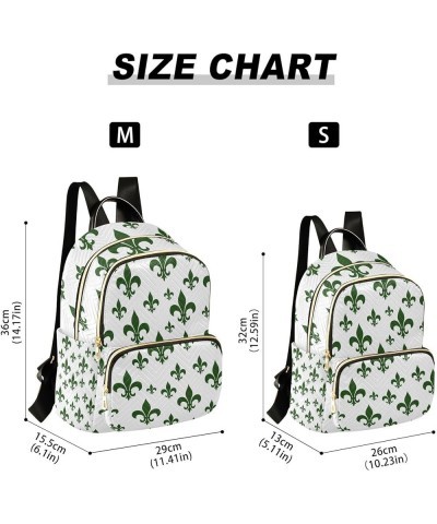 Mardi Gras Women Backpack Fleur De Lis Green White Travel Bag Compact Daily Bag Small $14.25 Backpacks