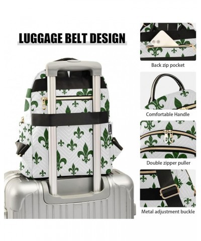 Mardi Gras Women Backpack Fleur De Lis Green White Travel Bag Compact Daily Bag Small $14.25 Backpacks