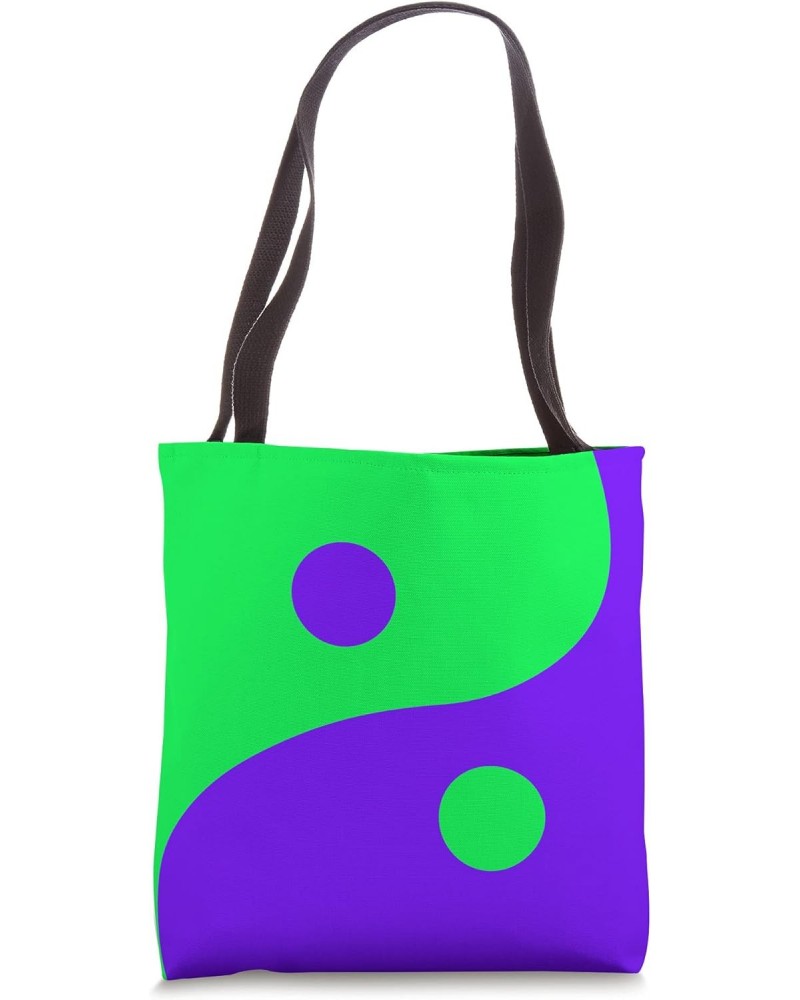 ABSTRACT YIN YANG NAVY BRIGHT GREEN AND PURPLE PEACE SYMBOL Tote Bag $13.39 Totes