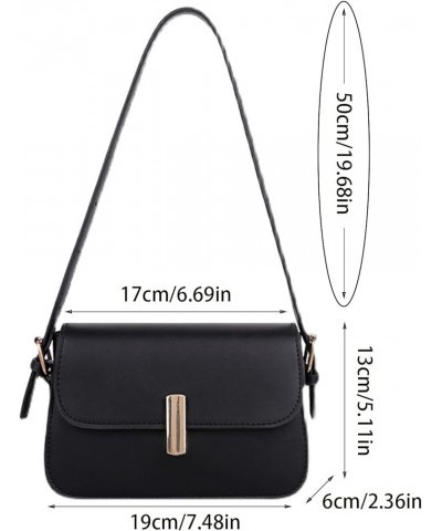 Ladies Fashion Solid Color Leather Metal Buckle Adjustable Shoulder Strap Messenger Bag Small Satchels (Black, One Size) Blac...