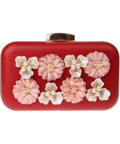 Evening Handbag Purse Clutch Flowers Evening Shoulder Bag Wedding Party Bags Red $21.56 Evening Bags