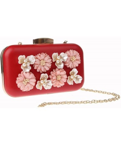 Evening Handbag Purse Clutch Flowers Evening Shoulder Bag Wedding Party Bags Red $21.56 Evening Bags