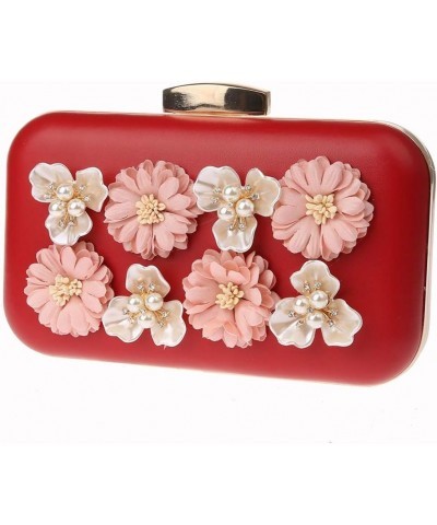 Evening Handbag Purse Clutch Flowers Evening Shoulder Bag Wedding Party Bags Red $21.56 Evening Bags