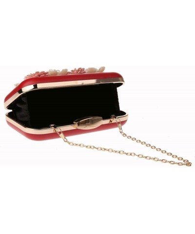 Evening Handbag Purse Clutch Flowers Evening Shoulder Bag Wedding Party Bags Red $21.56 Evening Bags