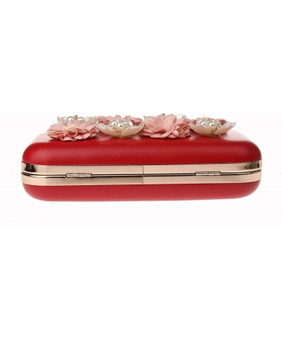 Evening Handbag Purse Clutch Flowers Evening Shoulder Bag Wedding Party Bags Red $21.56 Evening Bags