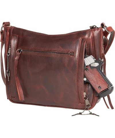 Concealed Carry Women's Callie Leather Crossbody Locking Concealment Handgun Bag with Universal Holster Mahogany $57.33 Cross...