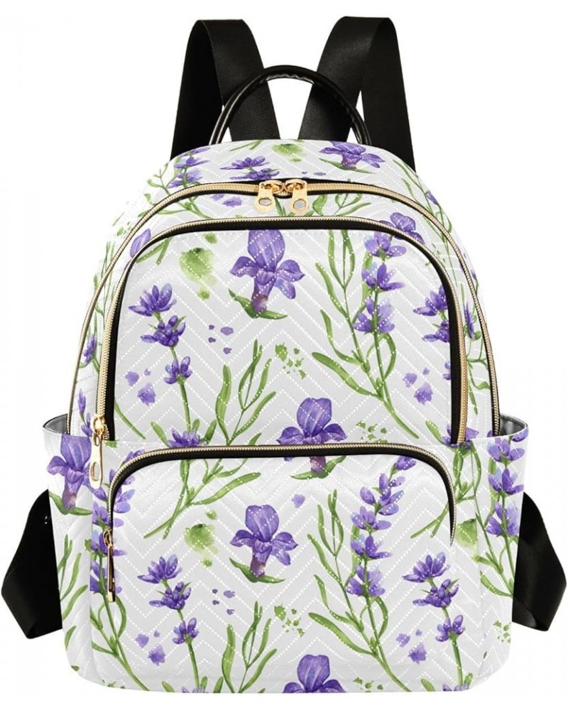 Violet Lavender Flowers Backpack Purse for Women Fashion Travel Bag Ladies Shoulder Bags Handbag Back Pack Lady Purse,M Mediu...