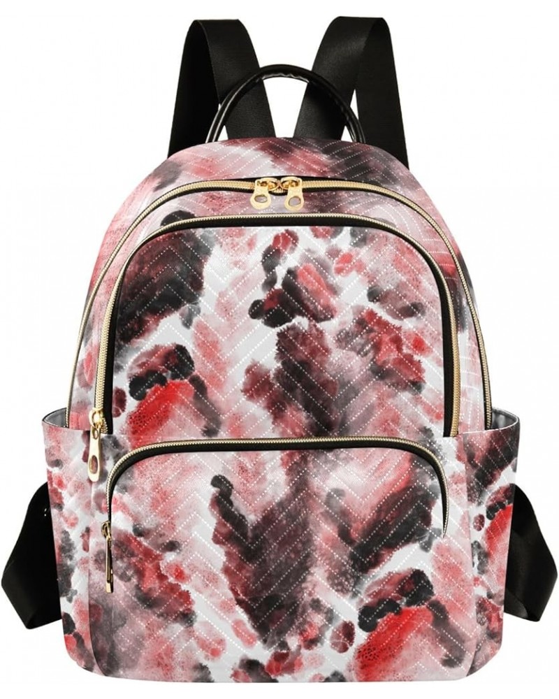 Geometric Floral on Blue Womens Backpack Purse Quilted Travel Backpack Purse Watercolor Creative Texture Small $19.49 Backpacks